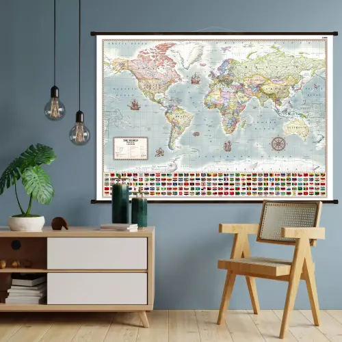 Aranż - Świat polityczny. Stylizowana mapa ścienna anglojęzyczna, 1:30 000 000, 140x100 cm, ArtGlob
